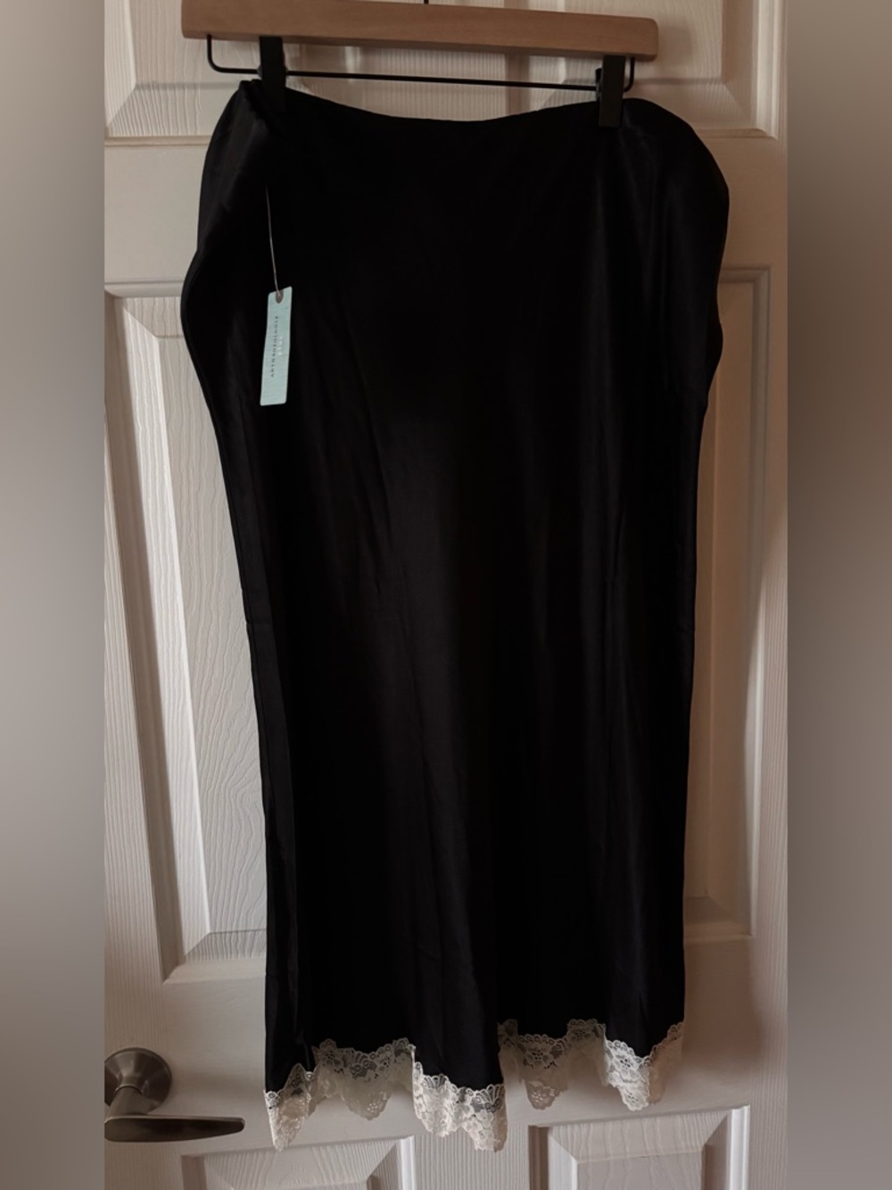 Anthropologie Black Maxi Skirt with Lace Hem